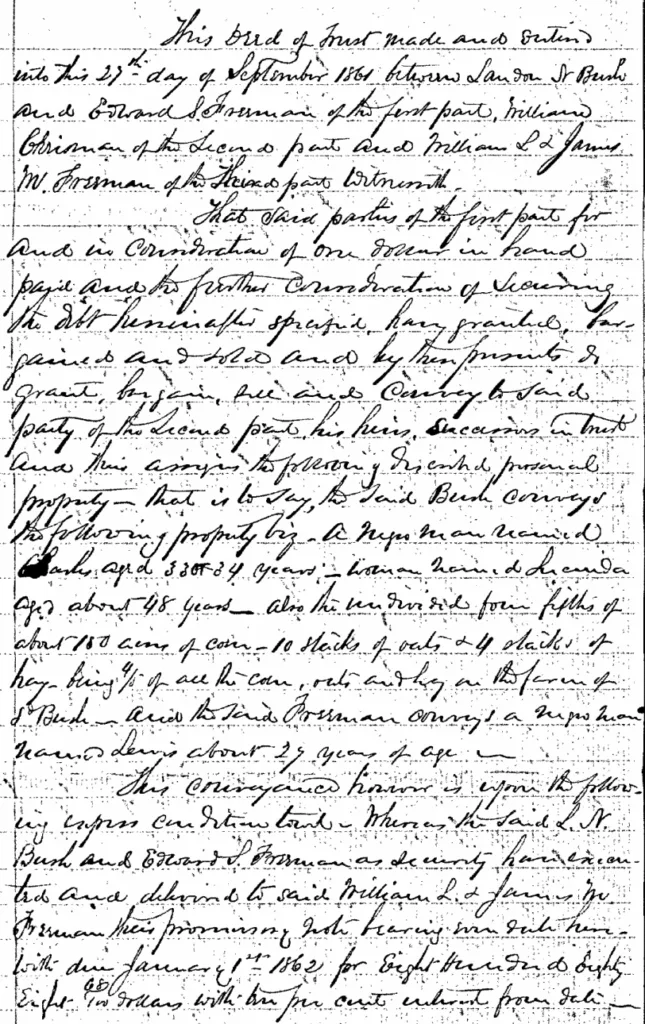 Deed of Trust: L. Bush, E. Truman to W. Chrisman