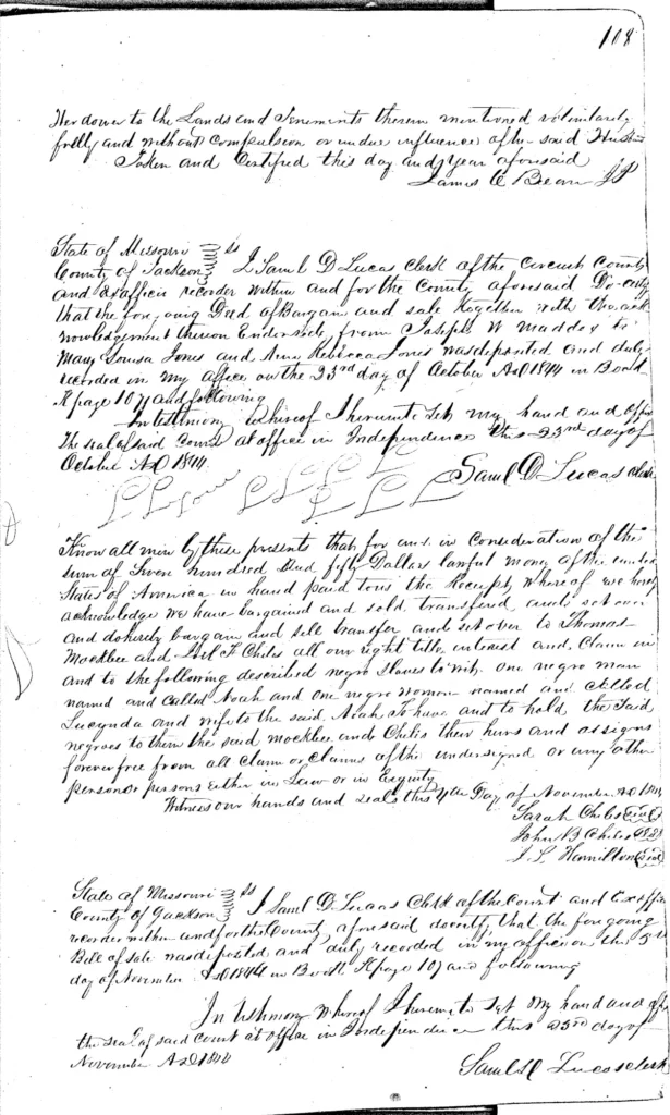 Bill of Sale: S. Chiles, J. B. Chiles, J. L. Hamilton to T. Mockbee, J. F. Chiles
