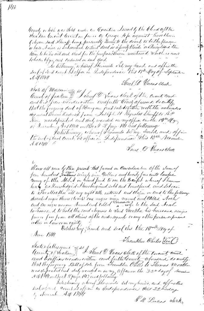 Bill of Sale: F. Chiles to T. Mockbee