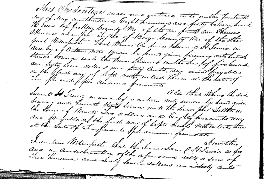 Deed of Mortgage: S. Irwin to P. Skinner