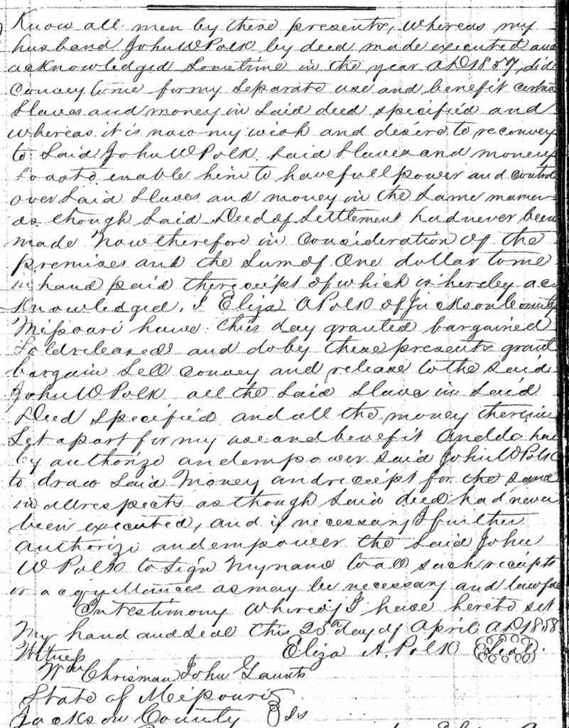 Deed: E. Polk to J. Polk