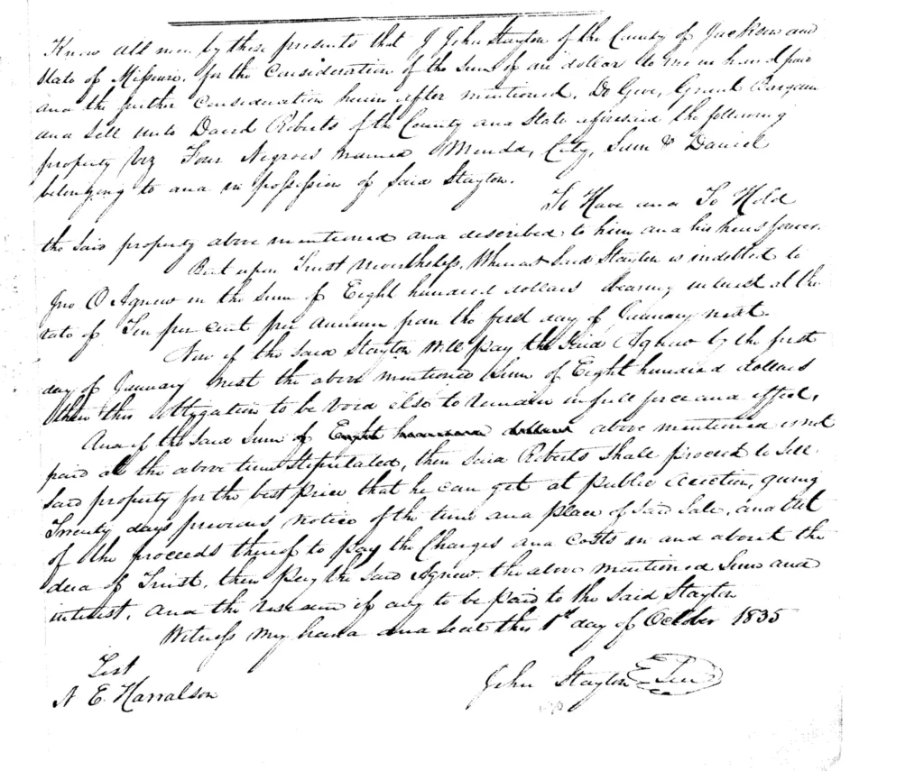 Deed of Trust: J. Simpson to D. Roberts