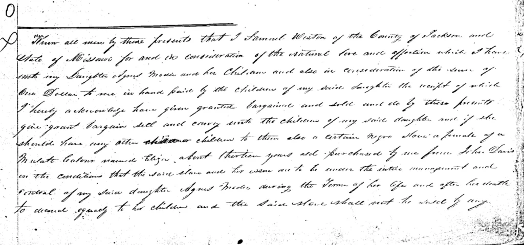 Deed of Gift: S. Weston to A. Modie