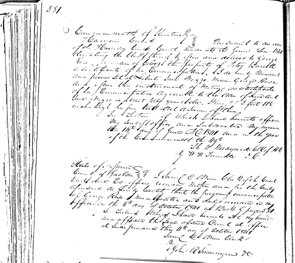 Manumission of George Rose