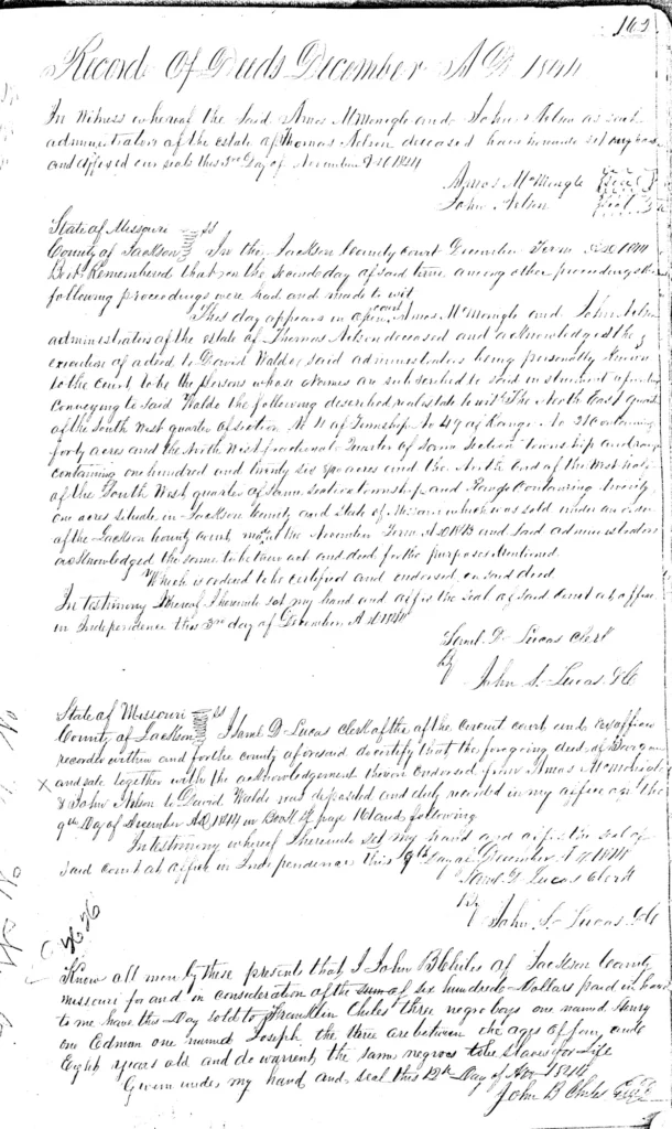 Bill of Sale: J. B. Chiles to F. Chiles
