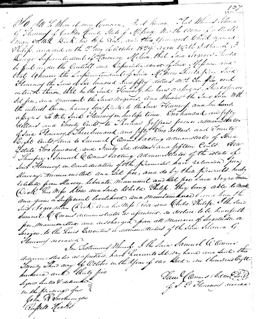 Manumission of Dick and Rose