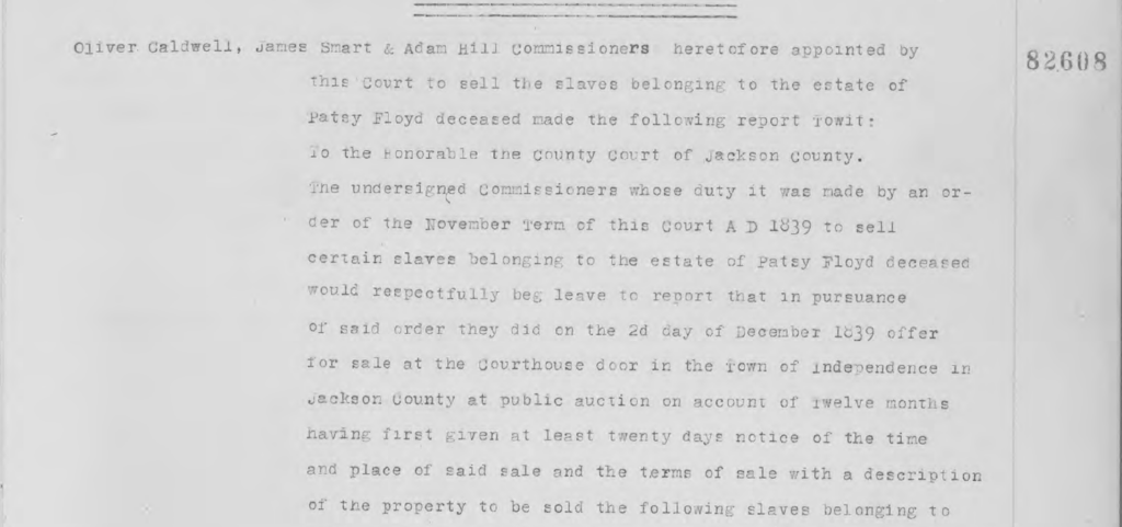 Report of Slave Auction