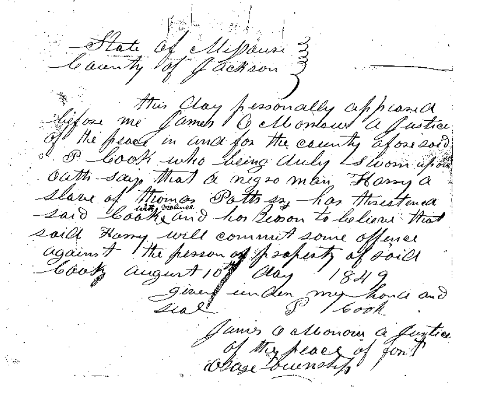 State of MO v. Harry, a slave
