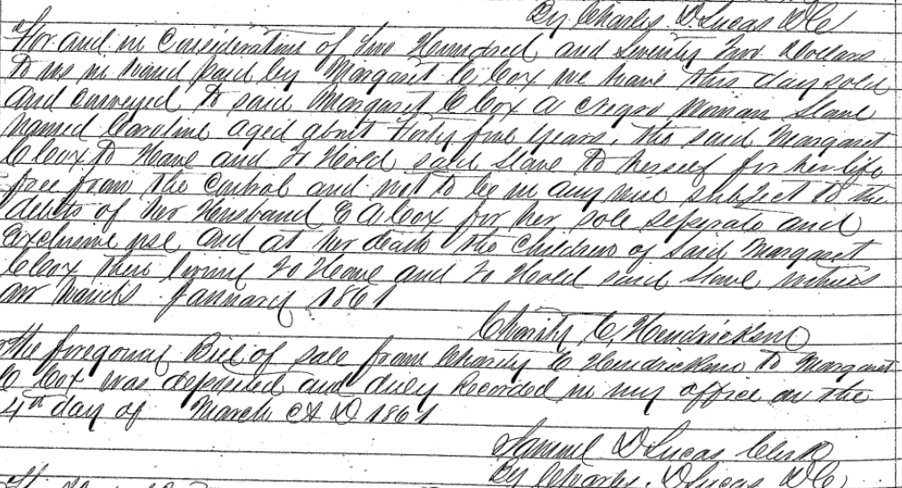 Bill of Sale: C. Hendrickson to M. Cox