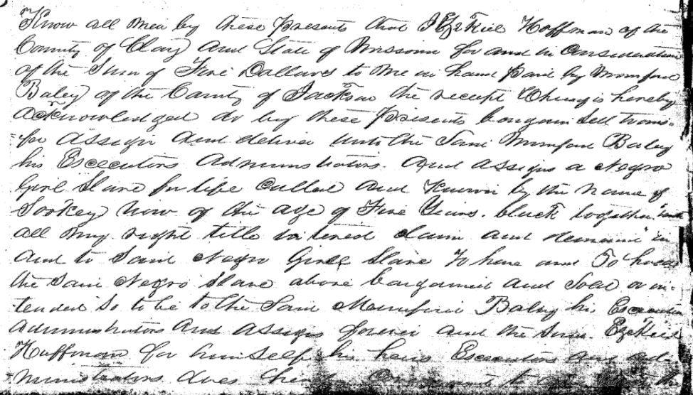 Bill of Sale: E. Hoffman to M. Baley
