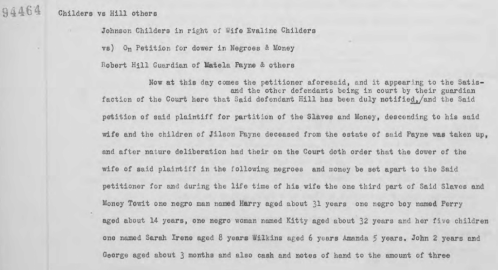 Court Record 94464: Childres vs Hill others