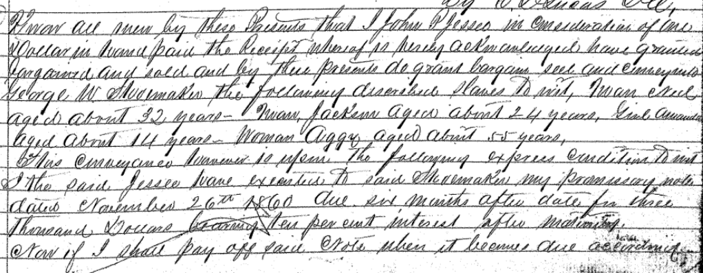Deed of Mortgage: J. Jessee to G. Studemaker