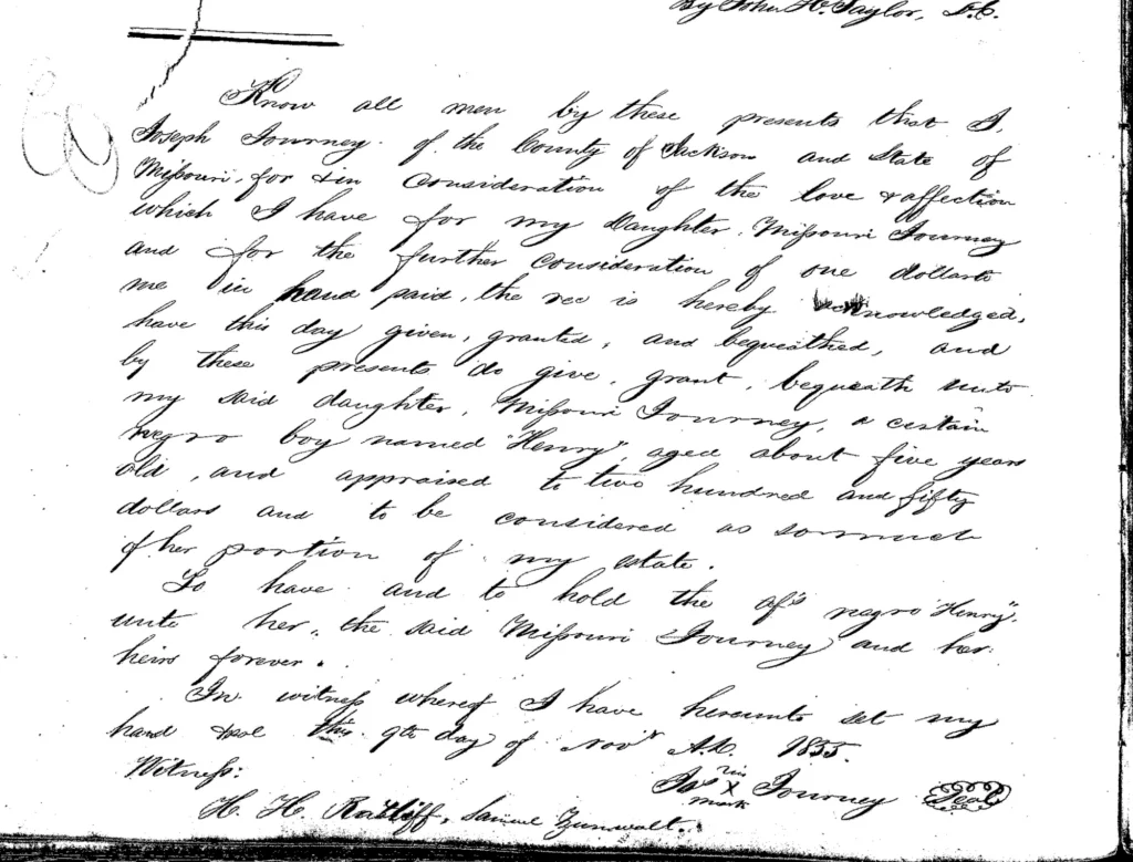 Deed of Gift: J. Journey to M. Journey
