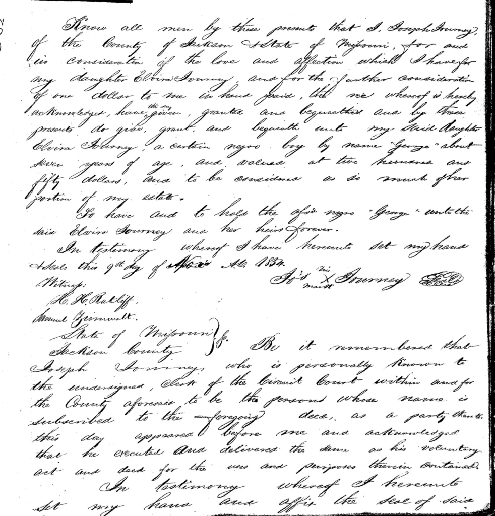 Deed of Gift: J. Journey to E. Journey