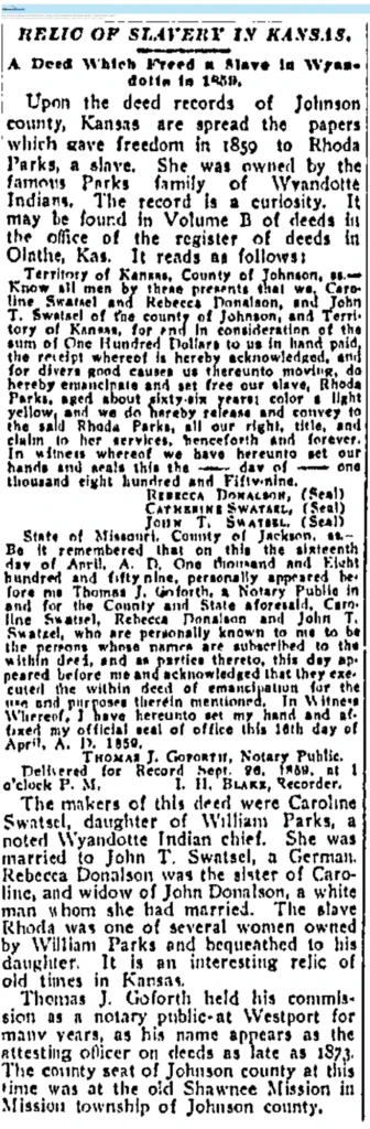 “Relic of Slavery in Kansas”