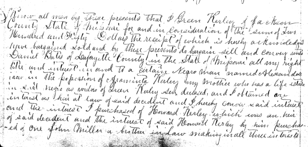 Deed of Mortage: G. Kerley to D. Bates