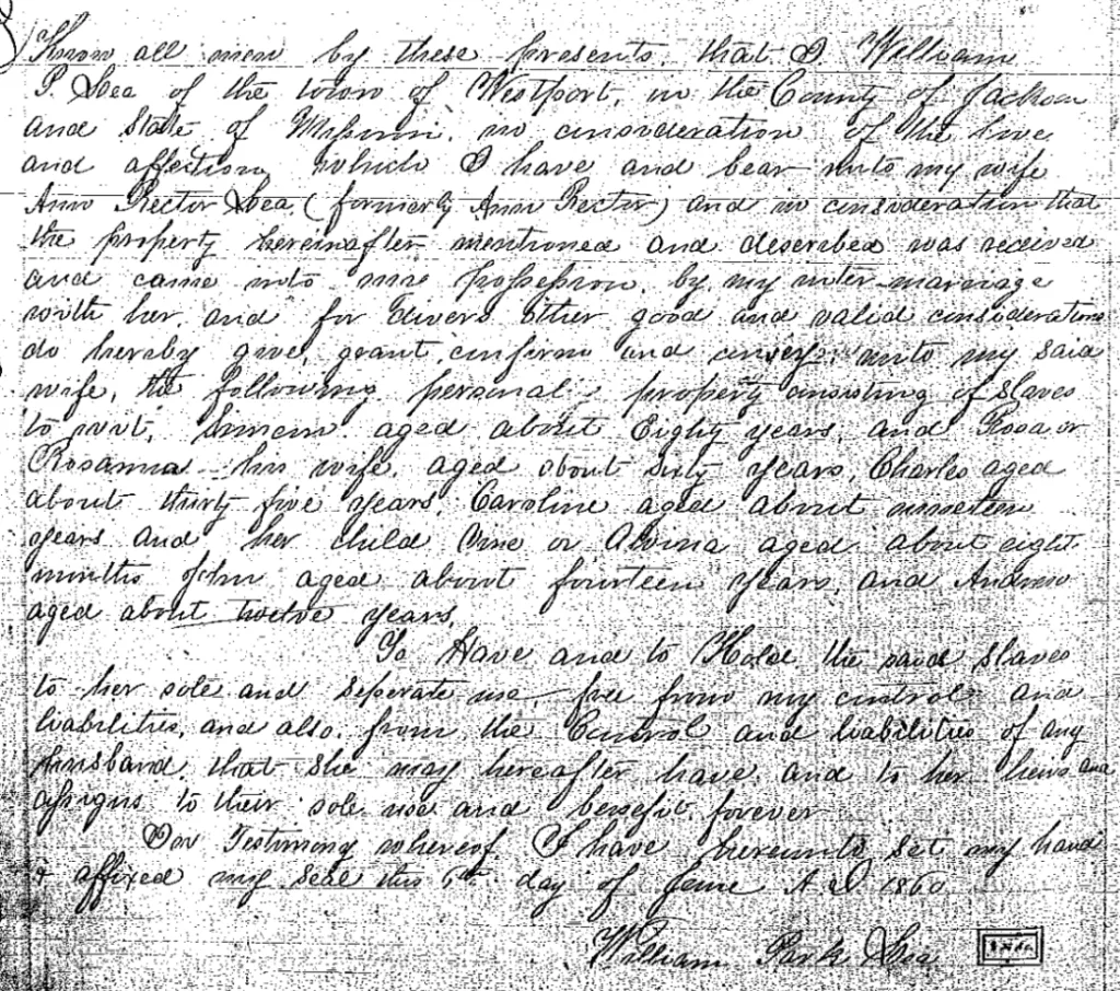 Deed of Gift: W. Sea to A. Rector Sea