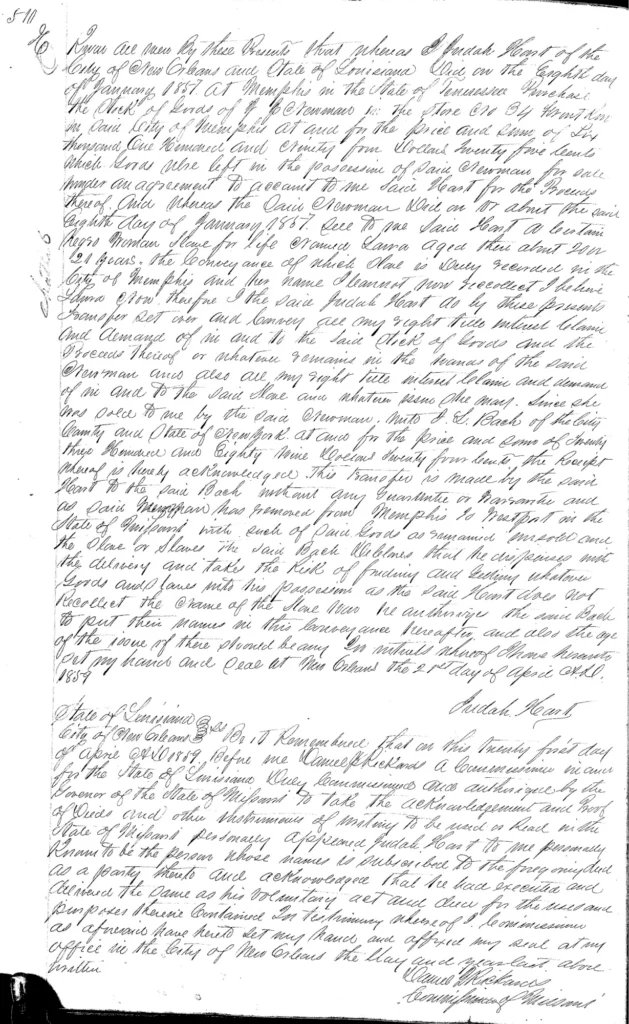 Record of Sale: J. Newman to J. Hart