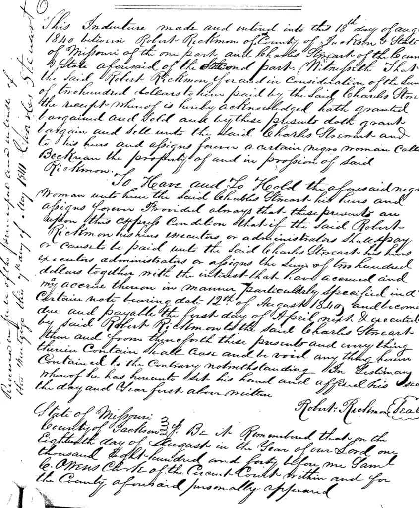 Deed of Mortgage: R. Rickman to C. Stark