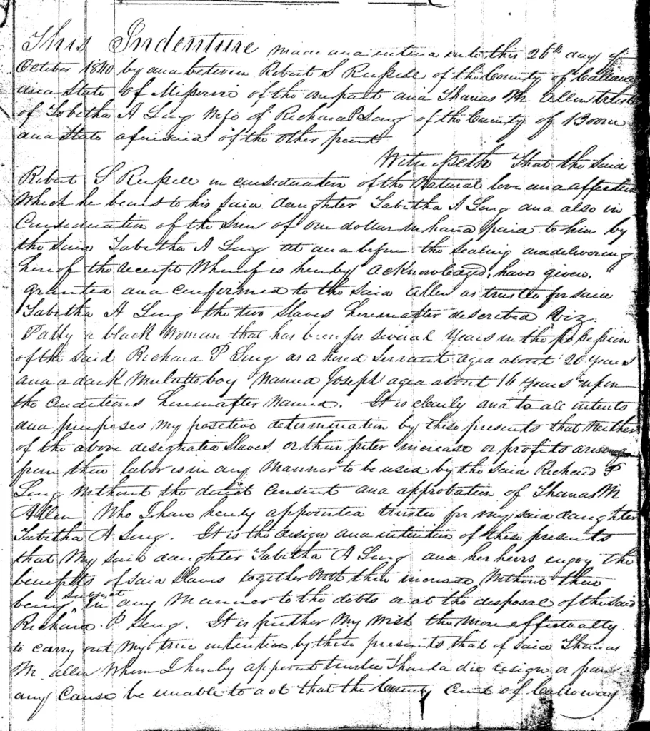 Deed of Gift: R. Russell to T. Long