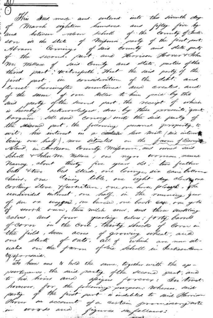 Deed of Mortgage: N. Scholl to A. Comingo