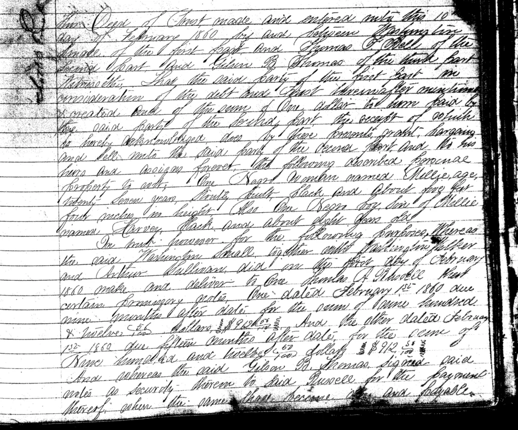 Deed of Mortgage: W. Small to T. Bell