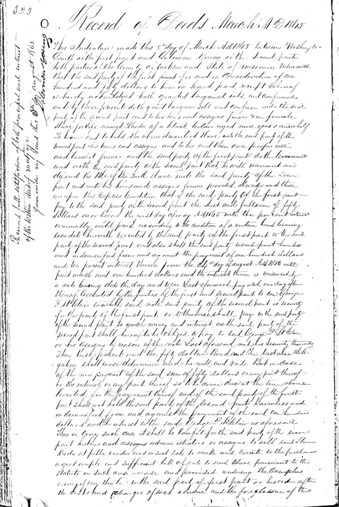 Deed of Mortgage: W. Smith to S. Young