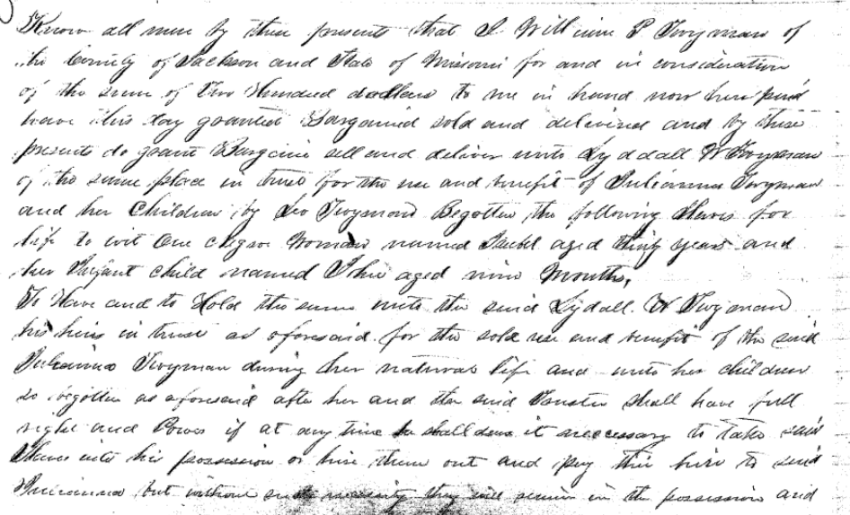 Bill of Sale: W. Twyman to S. Twyman, J. Twyman