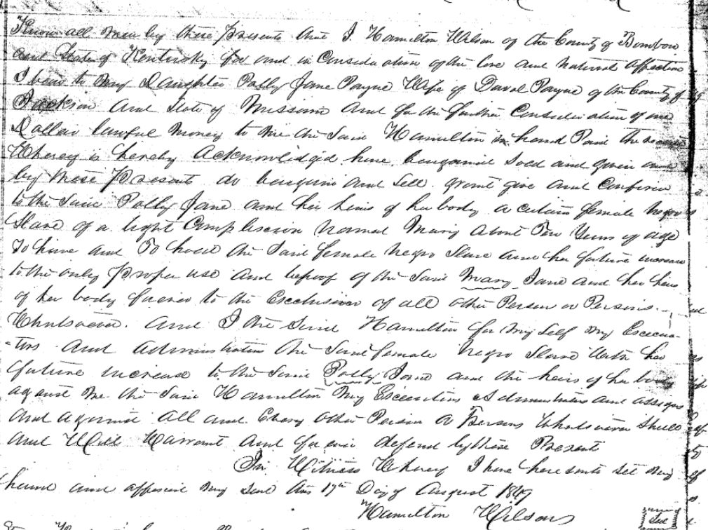 Deed of Gift: H. Wilson to P. J. Payne